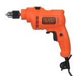 BLACK+DECKER KR5010V 550W 10mm 2800 RPM Corded Variable Speed Hammer Drill Driver Machine For Home & DIY Use for drilling into masonry, steel and wood, 1 Year Warranty, ORANGE & BLACK