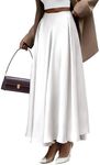 BTFBM Women's Satin High Waist Skirts 2024 Summer Fall Outfits Elegant Cocktail Party Flowy A-Line Maxi Skirt(Solid White, Small)