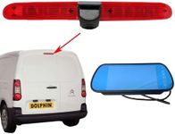 Dolphin Automotive Brake Light Rear Reversing Camera Fits Citroen Berlingo & Peugeot Partner II 2008-2018 (Camera With 7" Mirror Monitor)