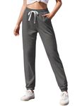 Vemubapis Women Drawstring Sweatpants High Waist Joggers Lightweight Lounge Pants with Pockets Darkgrey M