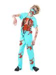 Smiffys Zombie Surgeon Costume, Blue with Bloodied Trousers, Top, Mask & Stethoscope, Halloween Child Fancy Dress, Zombie Dress Up Costumes