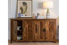 The Attic California Sideboard|Multipurpose Cabinet for Kitchen and Living Room Storage|Crockery Storage|Solid Sheesham Wood|Honey Matte Finish