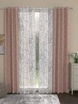 ROSARAHOME Polyester Jacquard Abstract Pack of 4 Regular and Sheer Long Door Grommet Curtains -9 Feet,Blush and White