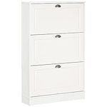 HOMCOM Narrow Shoe Storage Cabinet with 3 Flip Drawers, Entryway Shoe Cabinet for 12 Pairs of Shoes, White