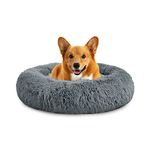 Mirkoo Dog Beds Calming Donut Pet Bed Washable Anti Anxiety Faux Fur Pet Bed, Round Fluffy Plush Dog Bed for Large Medium Small Dogs (L/XL/XXL/XXXL)