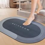 SITTELLA 1 Pc Rubber Oval Bath Mat,Anti-Skid Water Soaking Bathroom Rug Door,Floor Mat, Soft Quick Dry Water Absorbent Mat For Home Office 40X60Cm-Grey
