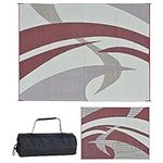 Reversible Mats 159125 Outdoor Patio / RV Camping Mat - Swirl (Burgundy, 9-Feet x 12-Feet)