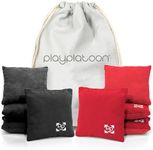 Professional Cornhole Bags - Set of 8 Regulation All Weather Two Sided Improved Bean Bags for Pro Corn Hole Game - 4 Red & 4 Black