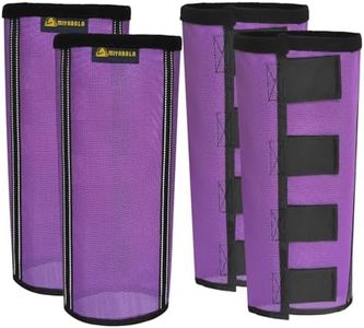 MIYABALA Fly Boots for Horses Set of 4,Extra Tough Mesh Horse Fly Boots with 2 Built-in Metal Supports,Breathable Fly Leggings for Horses with Fleece Trimming and Reflective Webbing (Purple, Medium)