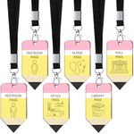 Weekgrat 6 Sets Acrylic Hall Pass Lanyards Unbreakable School Passes Set for Teachers Cute Classroom Passes for Bathroom, Library, Office and Nurse Classroom School Supplies Gifts