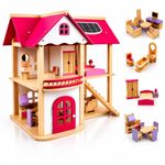 Magicwand® Pretend Play Endorsed Wooden Doll House with Mini Figures for Girls【2 Yrs & Up】【Pack of 1】【Multi-Colored】
