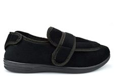 Jo & Joe Mens Extra Large Wide Fit Slippers with Wide Opening Black 8 UK