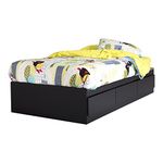 South Shore 39-Inch Vito Mates Bed with 3 Drawers, Twin, Pure Black