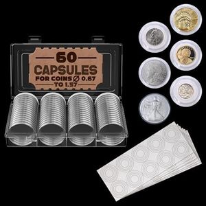 60 Pcs Silver Dollar Coin Holder Case Set - 40mm Coin Capsules Coin Collection Supplies Coin Holders for Collectors Silver Coin Case Holder - Silver Coin Storage Box Foreign Coin Collection Holder