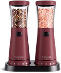 Electric Salt and Pepper Grinder Set with Storage Base, Stainless Steel Rechargeable Salt and Pepper Grinder Set with 4.5 oz Large Capacity, 1.8" Wide Mouth, Adjustable Coarseness, Ideal for Kitchen