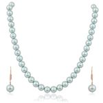 Ratnavali Jewels Imitation Pearl 10MM Bead Size Strand Necklace Pearl Moti Mala Jewellery Set with Earrings for Women Girls