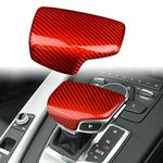 KUNGKIC Real Carbon Fiber Car Gear Shift Knob Cover Sticker Interior Trim for A4L A4 A5 Q7 Q5 Accessories (Red)