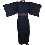 Jinbei Men's Japanese Yukata Japanese kimono Home Robe Gown#09[Size XL]