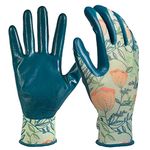 Digz Stretch Knit Garden Gloves with Nitrile Coating | Latex-Free Rubber Gardening Gloves | Color: Coral Floral | Size: Large