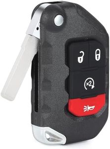 Keyecu Flip Key Fob Replacement for Jeep Wrangler 2018-2024 Jeep Gladiator 2020-2025 Keyless Entry Remote Car Key 4 Buttons FCC ID:OHT1130261