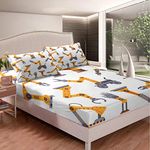 Excavator Bedding Set for Kids Boys Teens Mechanical Parts Fitted Sheet Novelty Modern Robot Bed Sheet Set Luxury Microfiber Bed Cover,Room Decor 3Pcs Sheets Double Size