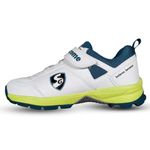 SG Unisex-Adult Century 6.0 Rubber Spikes Cricket Shoes, White/Sea Green/F.Green - 9 Uk