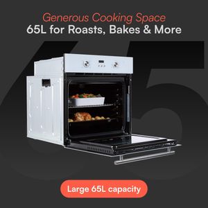 Cookology 60cm Built-In Electric Fan Oven, 65L, Grill, White