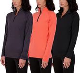 3 Pack: Womens Quarter 1/4 Zip Pullover Long Sleeve Shirt Quick Dry Dri Fit Yoga 1/2 Zip Athletic Ladies Volleyball Active Gym Workout Top Golf UPF Hiking Outdoor Sports Exercise Running Set 1,M