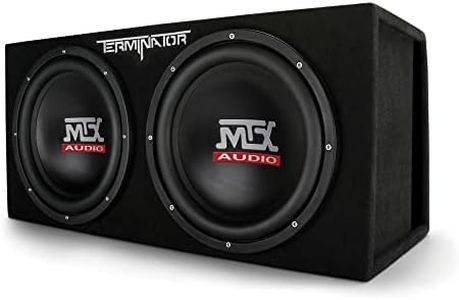 MTX Audio Dual Subwoofer Vented Enclosure with High Resolution Feature, Aviation Carpet and Floor Standing Mounting Type for Vehicle, Black