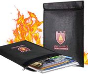 Fireproof Document Bag, 15" x 11" Solid Silicone Coated Fire Resistant & Water Resistant Money Fireproof Safe Storage for Jewelry, Zipper Closure for Maximum Protection