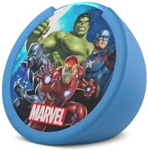 Amazon Echo Pop Kids (newest model), Designed for kids, with Alexa+ Early Access, parental controls, Includes 6 months of Amazon Kids+, Marvel's Avengers