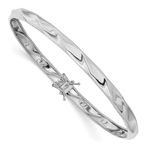 5mm 14ct White Gold Flexible Open back Safety clasp Polished Twisted Cuff Stackable Bangle Bracelet Jewelry for Women