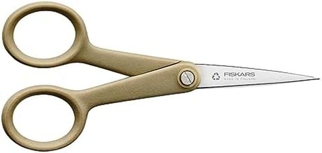 Fiskars 5" Recycled Micro-Tip Fabric Scissors - Sustainable, Sharp, Detail Craft Scissors for Embroidery and Sewing - Craft and Fabric Cutting - Beige