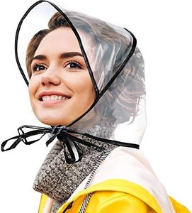 12 Pièces Bonnet de Pluie avec Visière Bonnet Transparent Imperméable pour Tenue de Jour de Pluie de Femmes Dames (Noir)