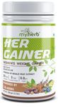 MYHERB Women’s Weight Gainer,Her Gainer With 16 Herbs & Aguaje Fruit,3 High Qaulity Protien,For Weight & Mass Gainer And Muscle Growth For Women (1 kg (Pack of 1), Natural Coffee Latte)