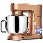 COOKLEE Stand Mixer, 9.5 Qt. 660W 10-Speed Electric Kitchen Mixer with Dishwasher-Safe Dough Hooks, Flat Beaters, Wire Whip & Pouring Shield Attachments for Most Home Cooks (Gold)