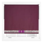 FURNISHED Diamante Blackout Blinds with Bow - Roller Blind Aubergine Up to 60cm x 165cm