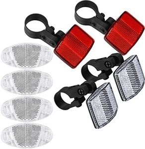 Siyurongg Bike Front and Rear Reflectors Kit,Bicycle Wheel Spoke Reflectors Kit, Bike Cycling Safety Warning Reflectors for Handlebar and Seatpost, Bike Road Safety Reflection Kit, Red and White/8 Pcs