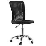 Vinsetto Office Chair, Armless Desk Chair, Adjustable Computer Swivel Chair with Rolling Wheels and Mesh Back for Home Work Study, Black