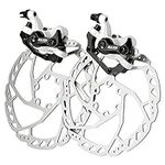 RUJOI Bike Disc Brake Kit, Aluminum Front and Rear Caliper, 160mm Rotor, Mechanic Tool-Free Pad Adjuster for Road Bike, Mountain Bike White (2 Sets) …