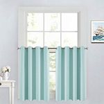 Yakamok 36 Inch Blackout Curtains Panels with Grommets, Aqua Room Darkening Thermal Insulated Window Drapes for Living Room/Bedroom, W52 x L36, Aqua, 2 Panels