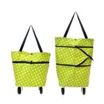 GETZET Foldable Shopping Trolley Bag with Wheels Light Weight Travel Luggage Bag/Vegetable, Reusable Grocery Storage Shopping Waterproof Trolley Carry Bag for Women Men. (Random Color & Design)