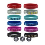 Inkstone Christian Inspirational Bible Silicone Rubber Wristbands 12 Pack - Motivational Wristbands Bracelets for Men & Women - Personalized Pack of WWJD Bracelets, Durable Rubber Band Bracelets