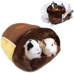 YUEPET Guinea Pig Bed Cuddle Cave Warm Fleece Cozy House Bedding Sleeping Cushion Cage Nest for Small Animal Squirrel Chinchilla Hedgehog Cage Accessories Brown