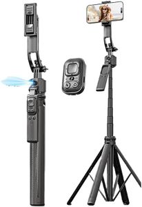 Gimbal Stabilize for Smartphone，Auto Face Tracking Without APP, Handheld Portable Phone Tripod for iPhone&Android，Extendable 360° Rotation 160CM Motion Sensor Phone Tripod Stand