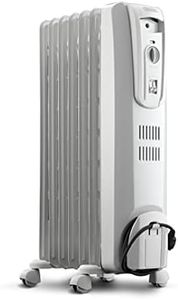 DeLonghi Oil Filled Radiant Heater, 1500W Electric Space Heater - Quiet and Portable with Anti-Freeze Function and Safety Features, TRH0715