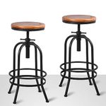 BOKKOLIK Set of 2-Industrial Bar Stool-Retro 26-32.3inch Swivel Stools-Extra Tall Kitchen Chair-Bar Counter Height Adjustable-Fully Welded (Black 2PCS)