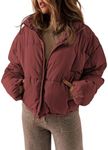 Dokotoo Womens Winter Coats Windbreaker Oversized Full Zipper Front Drawstring Hem Bomber Puffer Jacket Baggy Short Down Coats for Women Warm Comfy Soft Outerwear with Pockets 2X Large Red