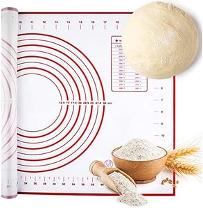 Silicone Pastry Mat for Pastry Rolling with Measurements, Large Reusable Silicone Placemat for Housewife, Liner Heat Resistance Table Placemat Pad Pastry Board, Non-Slip Non-Stick Baking Mat for Silicone Baking Mat, Counter Mat, Dough Rolling Mat,Oven Liner,15.7in x 23.6in, (Red,40cm x 60cm)