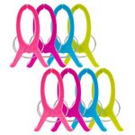 Beach Towel Clips, 8 Pack Chair Clips for Beach & Cruise, Jumbo Size 6.3 Inch Heavy Duty Plastic Clothes Pegs Towel Clamps for Lounge, Blankets, Quilt Hanging, Clothes Lines